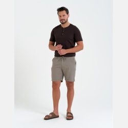 LNIANE SPODENKI męskie, WIĄZANE Z KIESZENIAMI, casual BEŻOWE